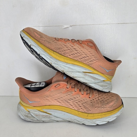 Hoka One One Clifton 8 Road Running Shoes Womens Sz 7.5 B Sun Baked/Shell Coral - Picture 9 of 11